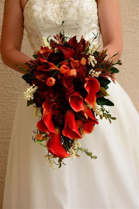 Celtic Bride Cascade Fall Wedding Bouquet Kit Orange Calla Etsy In