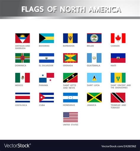 Flags Of North America Royalty Free Vector Image