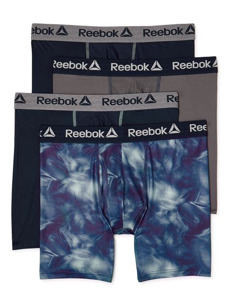 Reebok Mens Performance Regular Leg Boxer Briefs 4 Pack