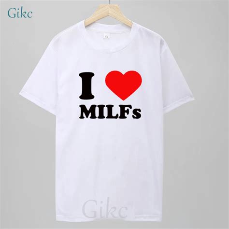 I Love Milfs I Heart Hot Moms Camisetas Estampadas Para Mujer Camiseta Informal De Algodón De