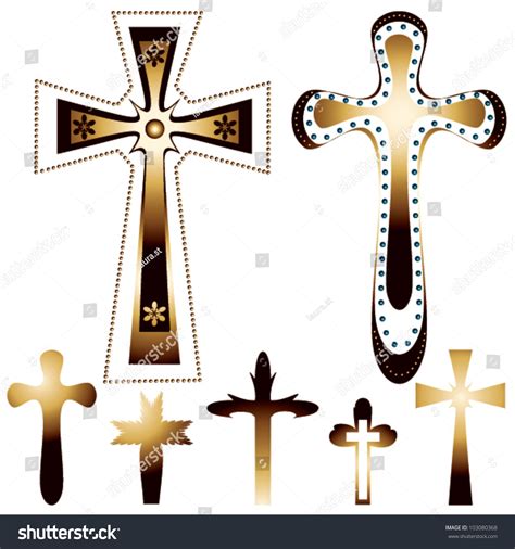 Set Of Seven Christian Crosses Vector Illustration 103080368