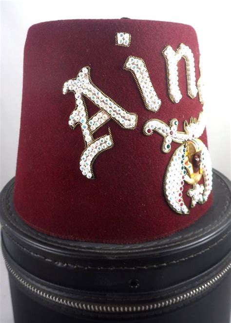 Pair Of Vintage Jeweled Shriner Masonic Ainad Temple Fez Hat