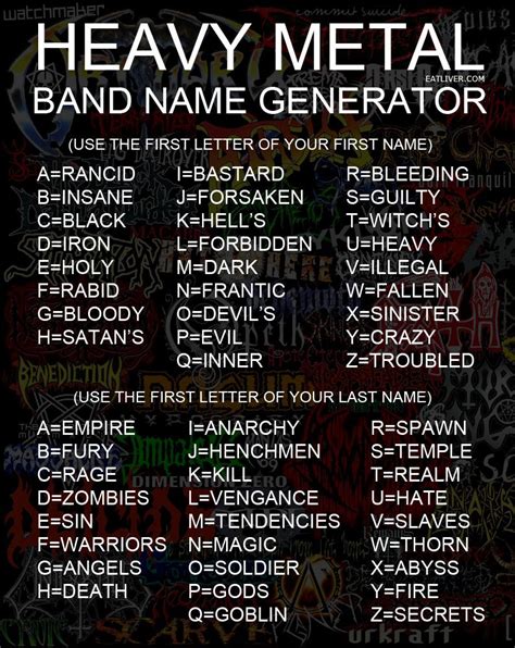 heavy metal band name generator band name generator name generator funny name generator