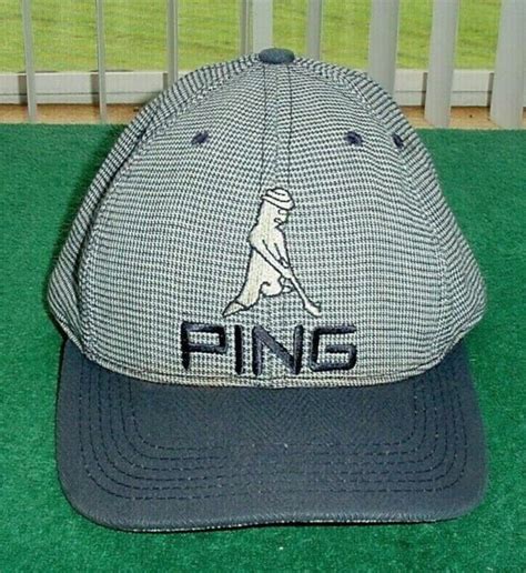 Vintage Ping Man Golf Baseball Hat Cap Houndstooth Embroidered Logo Blue Usa Ebay