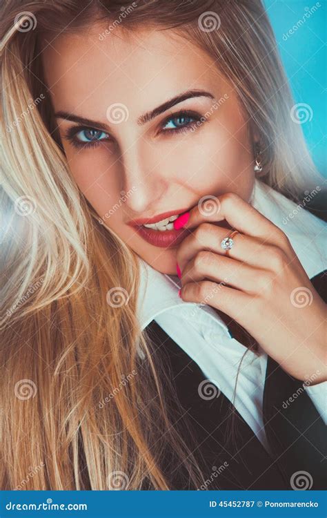 Seductive Adult Blonde Woman Looking At Camera Stock Image Image Of