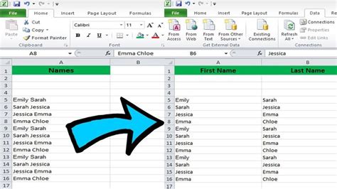 How To Split First And Last Name In Excel Sheet How To Split Cells In How To Split
