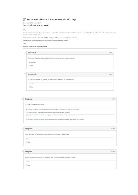 Tema 02 Autoevaluación El Plagio Investigación Académica Studocu