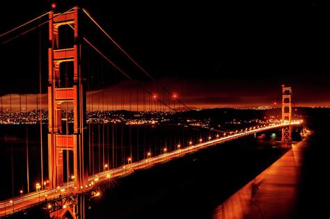Night View Of Golden Gate Bridge Photograph By John Xue
