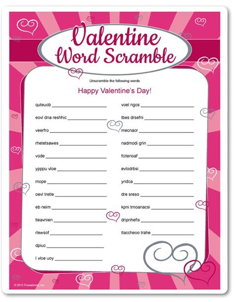 Free Printable Valentine Party Games