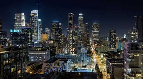 4k Downtown Los Angeles City Skyline At Night Emerics Timelapse