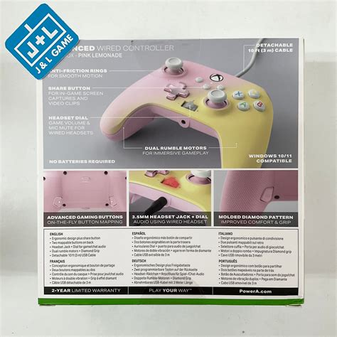Powera Enhanced Wired Controller Pink Lemonade Xsx Xbox Series X
