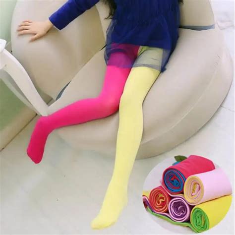 Girls Candy Color Tights Cute Velvet Pantyhose Contrast Combination Color Autumn Winter Warm