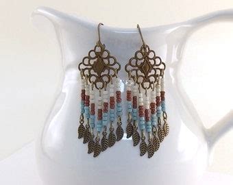 Copper Blue Earrings Czech Glass Antique Copper By CinLynnBoutique