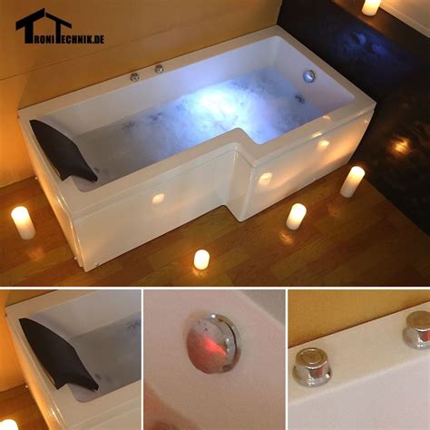 1700mm Whirlpool Corner L Shaped Right Hand Shower Spa Massage Square Bathtub 8 Jet Wall Glass