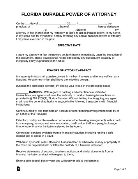 Free Florida Power Of Attorney Forms 9 Types Pdf Word Eforms