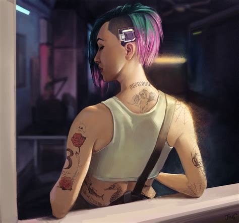 Game Art Cyborg Women Judy Alvarez Tattoo From Behind