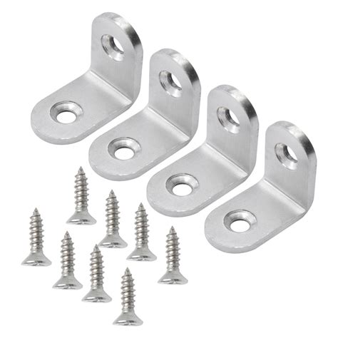 Uxcell 4pcs 25x25mm Stainless Steel L Shaped Right Angle Brackets With