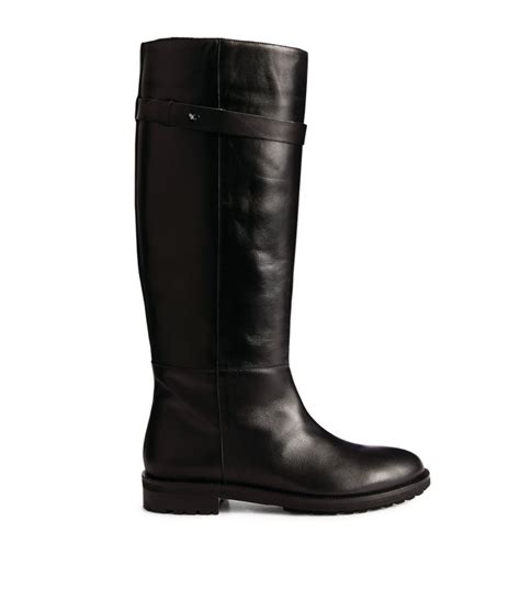 Weekend Max Mara Black Leather Knee High Riding Boots Harrods Uk