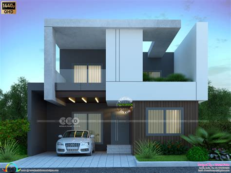 2800 Sq Ft 4 Bedroom Modern Contemporary House Front Elevation Kerala