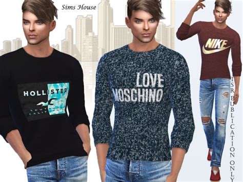 The Sims Resource Mens Long Sleeve T Shirt By Sims House • Sims 4