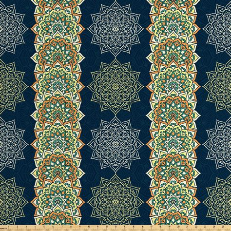 Eastern Fabric By The Yard Bohemian Motifs Vertical Borders Moroccan