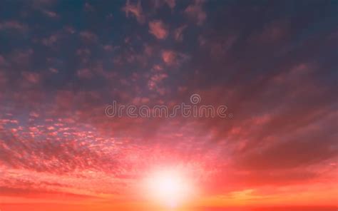 Pink Sunset At Sea Dramatic Blue Cloudy Sky Beautiful Nature Summer Sun