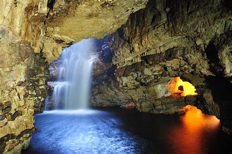 Smoo Cave Durness Scotland Second Chamber Waterfall A