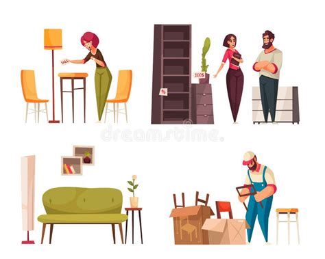 Furniture Store Cartoon Concept Stock Vector Illustration Of Fashion