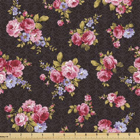 Rose Fabric By The Yard Upholstery Pattern With Old Fashioned Corsage