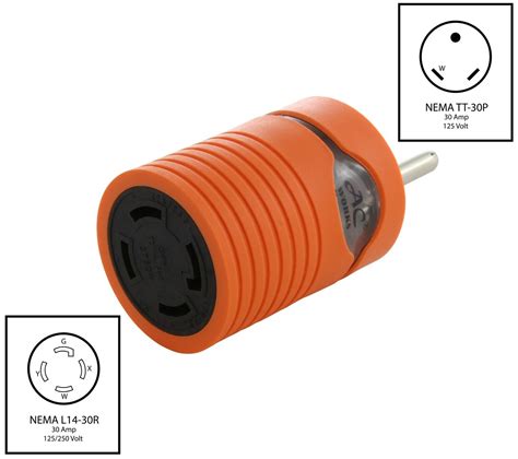 30a 125v Nema Tt 30 Male Plug To 30a Nema L14 30 Female Connector