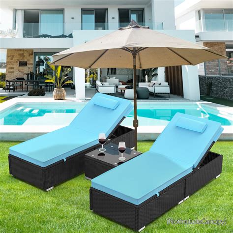 Segmart 3 Pieces Reclining Outdoor Patio Lounge Furniture Set All
