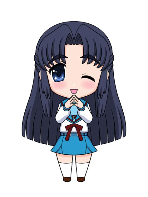 Tofu Juuji Asakura Ryouko Suzumiya Haruhi No Yuuutsu 00s Blue Eyes Blue Hair Blush Chibi
