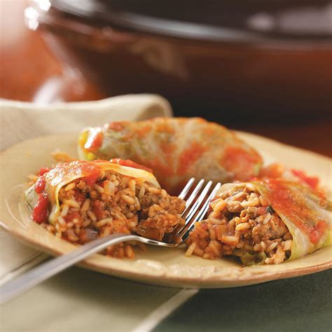 Cook and stir beef and onion in the hot dutch oven until browned and crumbly, 5 to 7 minutes; Old-Fashioned Cabbage Rolls Recipe | Taste of Home