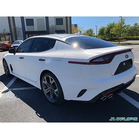 Kia Stinger Wrapped In White Carbon Fiber Vinyl