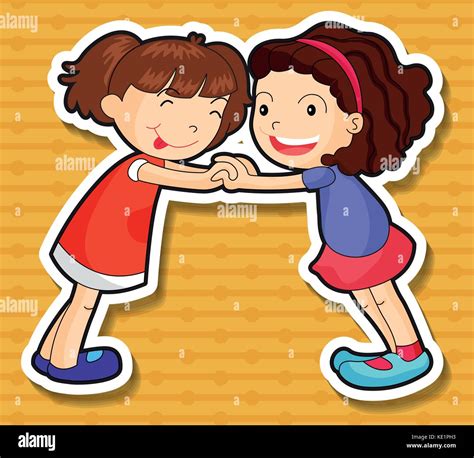 Two Girls Playing Together Illustration Stock Vector Image And Art Alamy