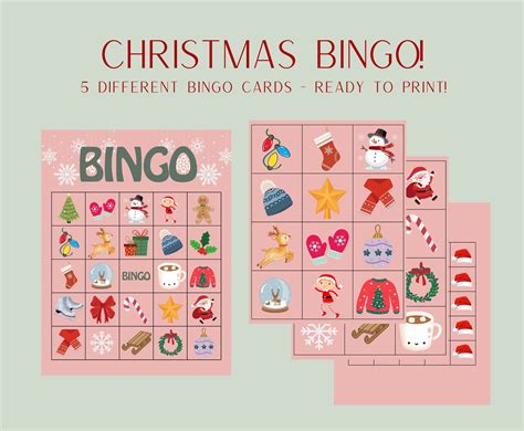Christmas Bingo Printable Picture Bingo Kids Bingo Cards Party Bingo