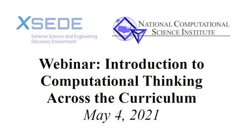 Webinar Introduction To Computational Thinking Across The Curriculum