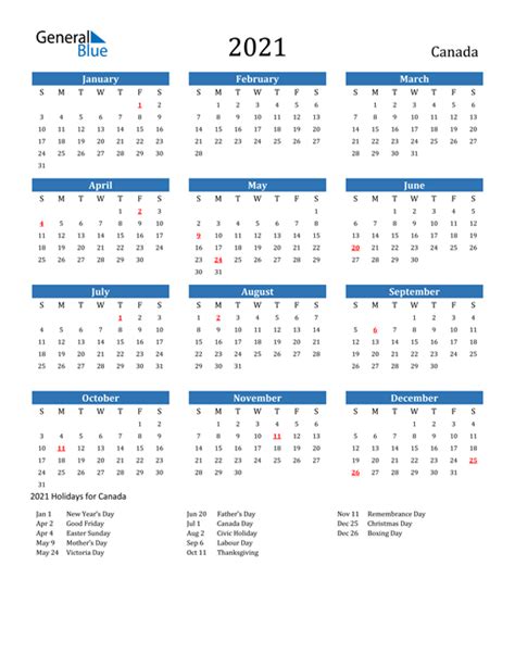 Free 2021 calendars that you can download, customize, and print. 2021 Canada Calendar with Holidays