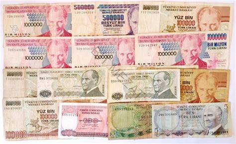 15 adet Muhtelif Türk Lirası Kağıt Para lotu Banknot Cumhuriyet