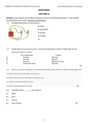 Gr 9 Natural Sciences Worksheet 1 27 Pagesfinal Exam Revision
