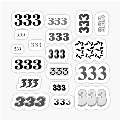 333 Angel Number Intuition Word Art Variety Pack Black And White