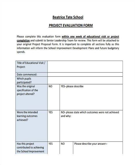 Evaluation Template For Project