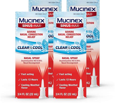Mucinex Nasal Decongestant Spray Sinus Max Severe Nasal Congestion Relief Clear