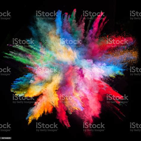Colored Powder Explosion On Black Background Stock Photo Download