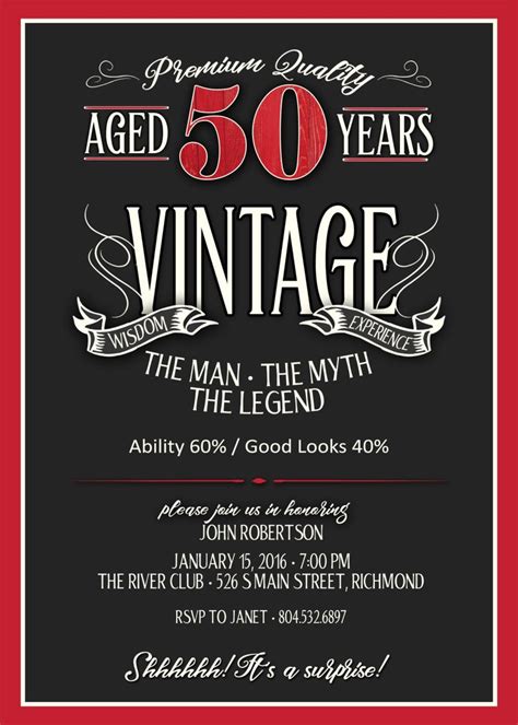 50th Birthday Invitation For Men Jpeg Printable Aged To Etsy