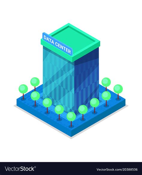 Modern Data Center Building Isometric 3d Icon Vector Image