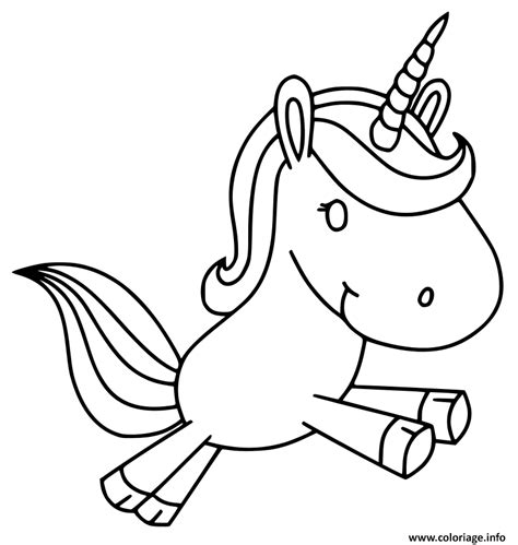 Coloriage Licorne Kawaii Joyeuse JeColorie