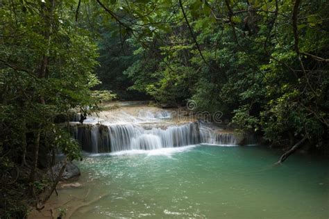 Erawan Tropical Fresh Waterfall Stock Photo Image Of Fresh Pond