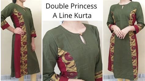 A Line Princess Cut Kurta Designeasy Cutting And Stitching Diy Designer Kurti Youtube
