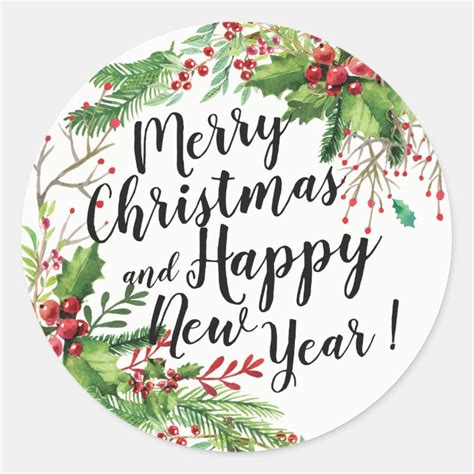 Merry Christmas And Happy New Year Holiday Greetings Classic Round